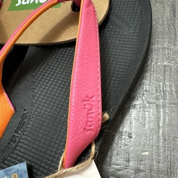 Sanuk Cosmic Shores Yoga Flip Flops Womens Size 8 Pink Orange Water Friendly NWT - Picture 3 of 5